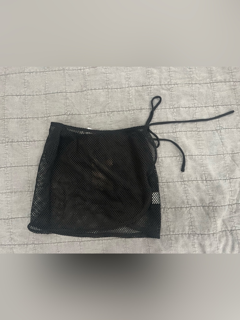 Black Mesh Tie-Side Mini Skirt